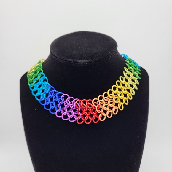 Handmade rainbow chainmail necklace | European 4 in 1 weave - Picture 4 of 4